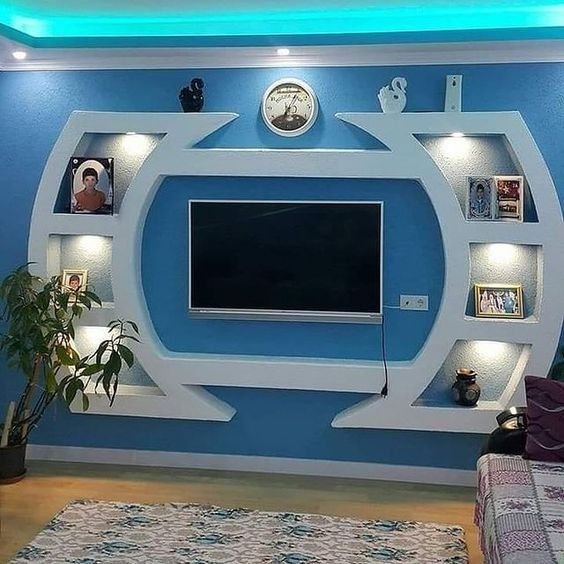 Custom Gypsum TV Wall Design for Living Room